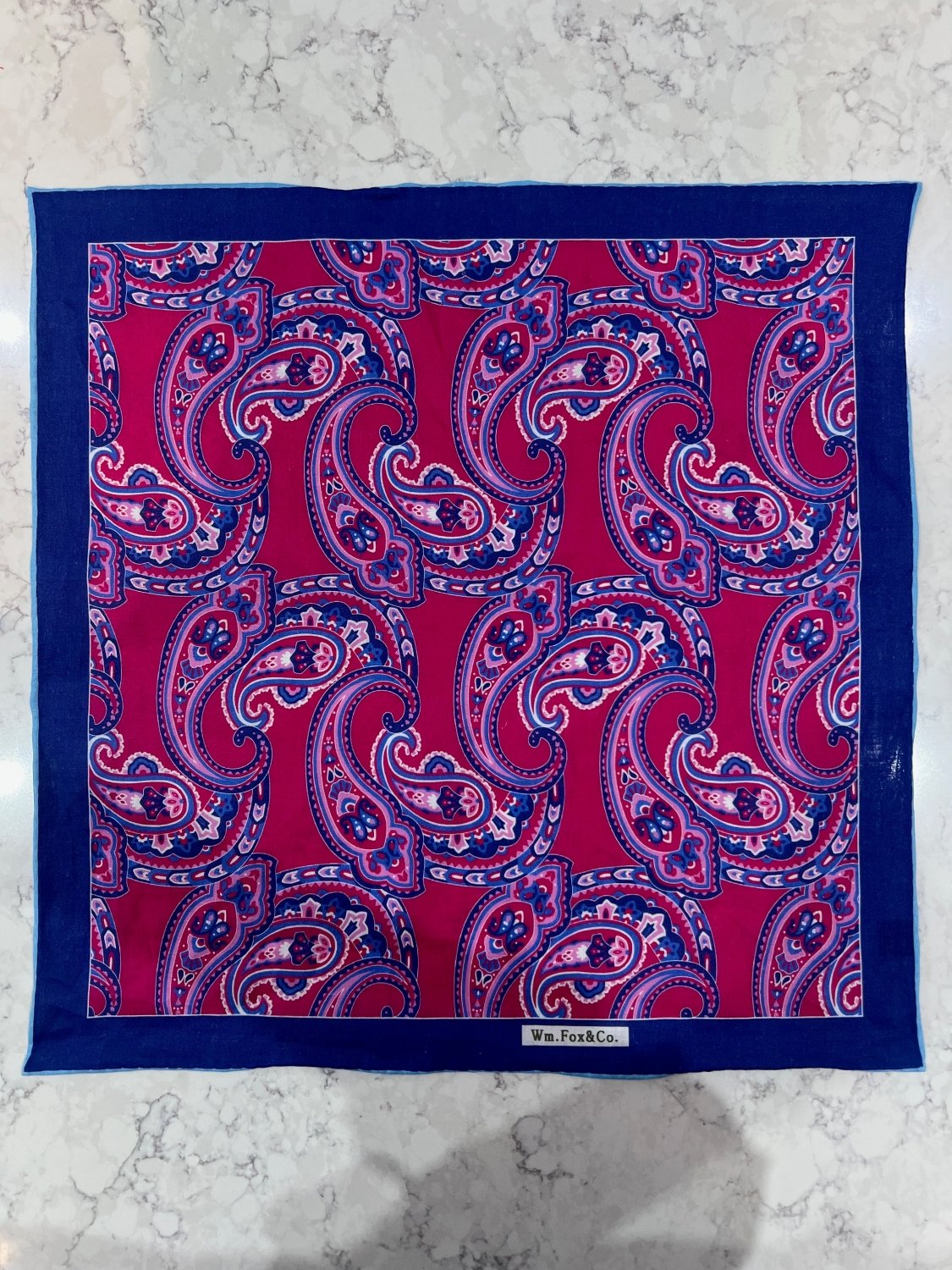 Magenta and Blue Paisley Pocket Square - Wm. Fox & Co.