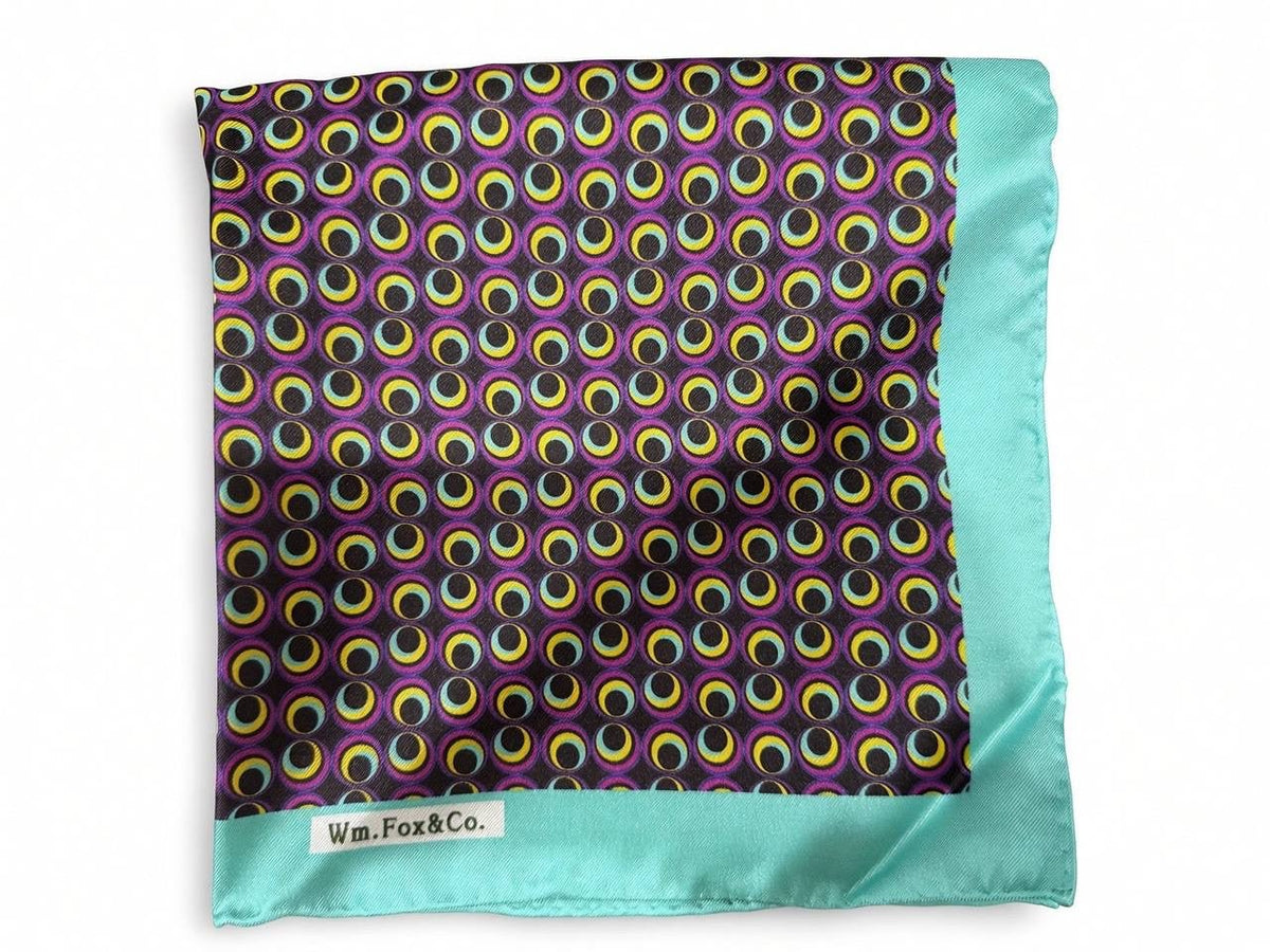 Mint Border Circular Motif Pocket Square - Wm. Fox & Co.