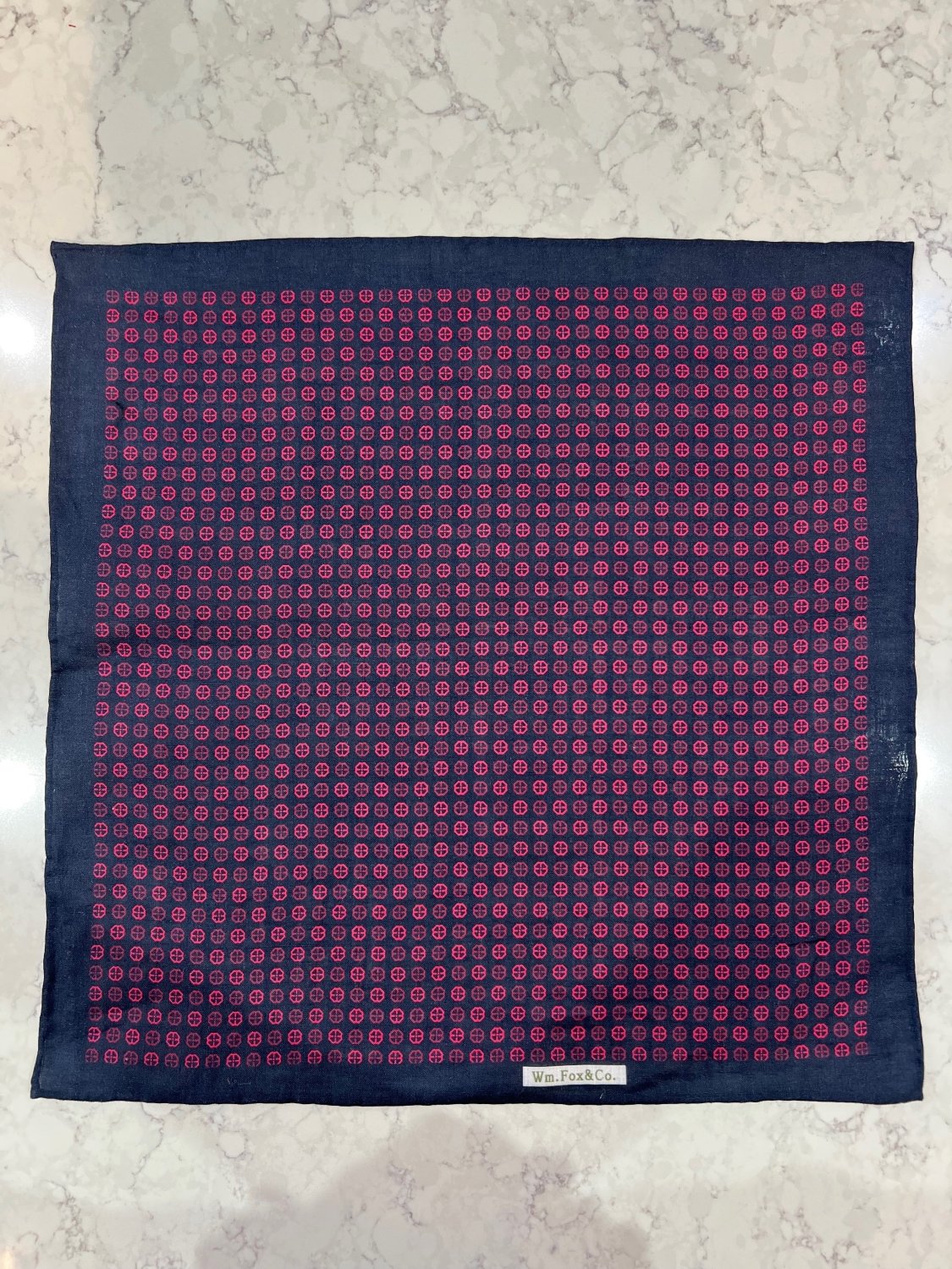 Navy and Burgundy Mini Check Pocket Square - Wm. Fox & Co.