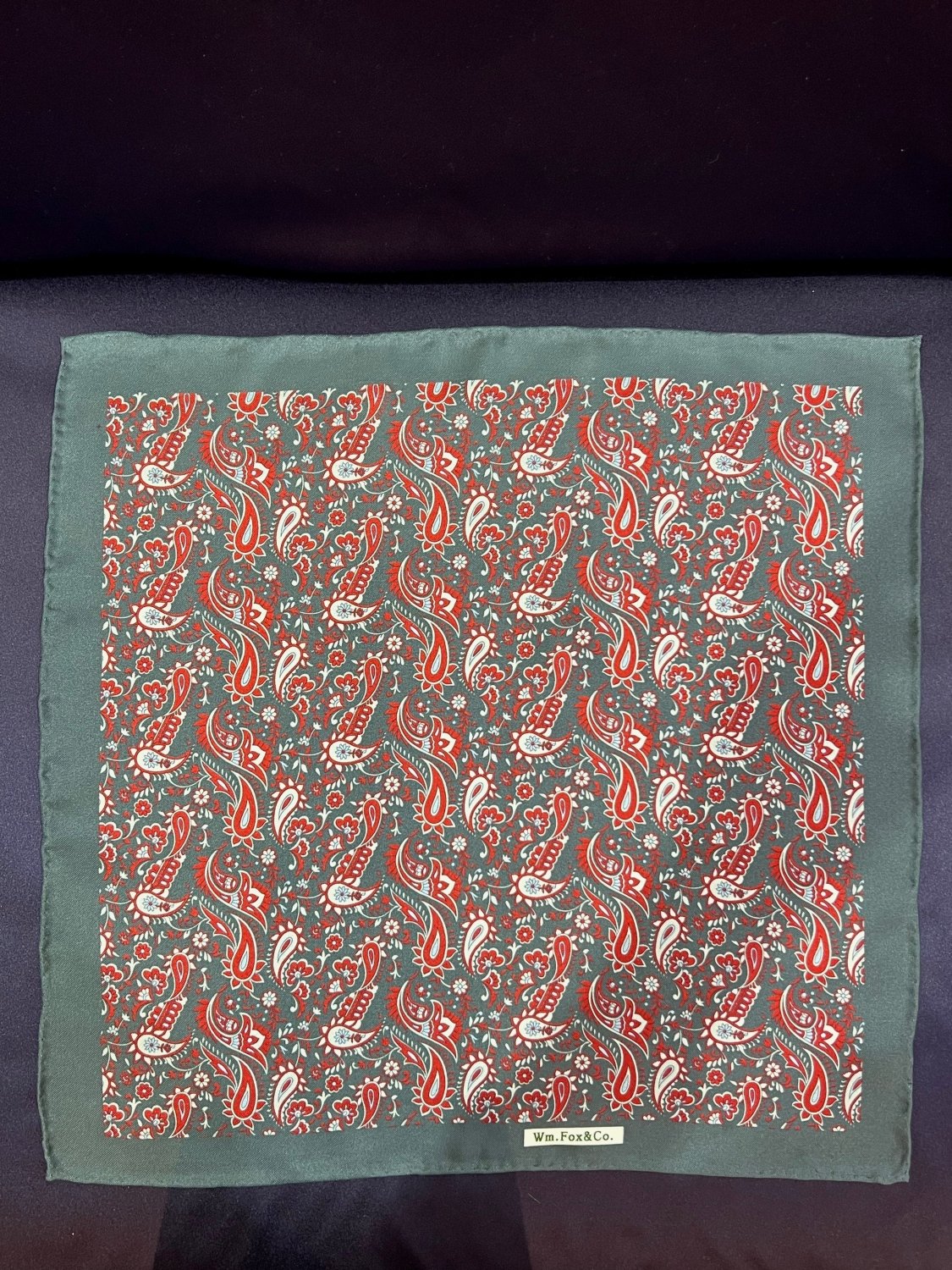 Navy and Red Fine Paisley Pocket Square - Wm. Fox & Co.