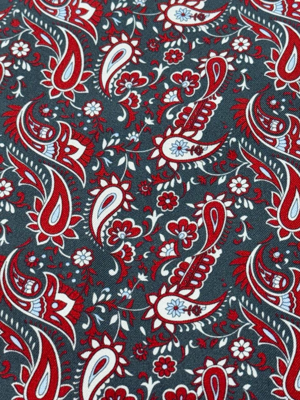 Navy and Red Fine Paisley Pocket Square - Wm. Fox & Co.