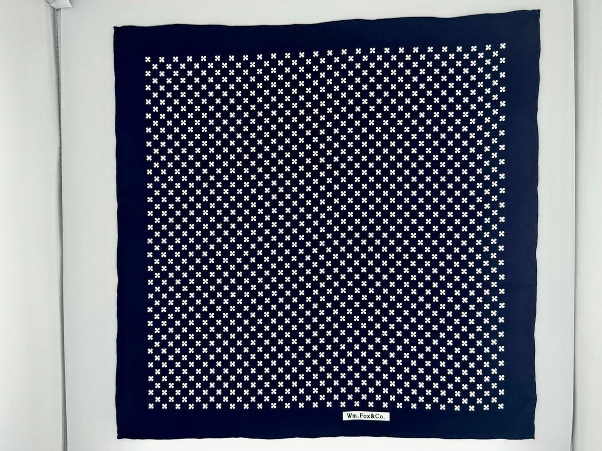 Navy and White Mini Check Pocket Square - Wm. Fox & Co.