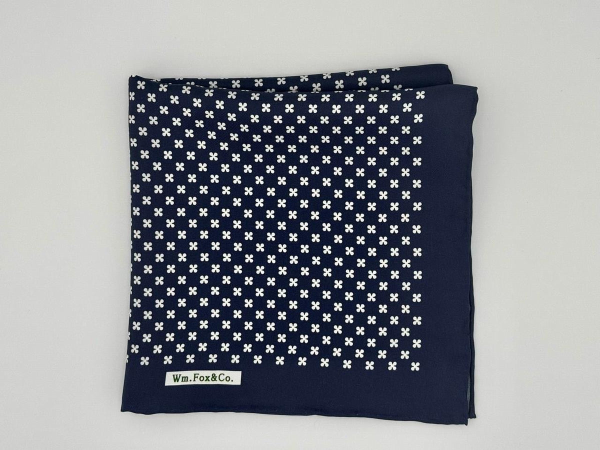 Navy and White Mini Check Pocket Square - Wm. Fox & Co.