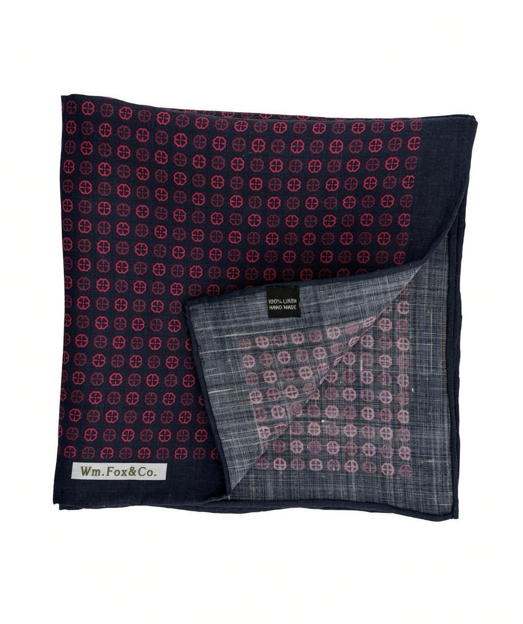 Navy & Burgundy Geometric Pocket Square - Wm. Fox & Co.
