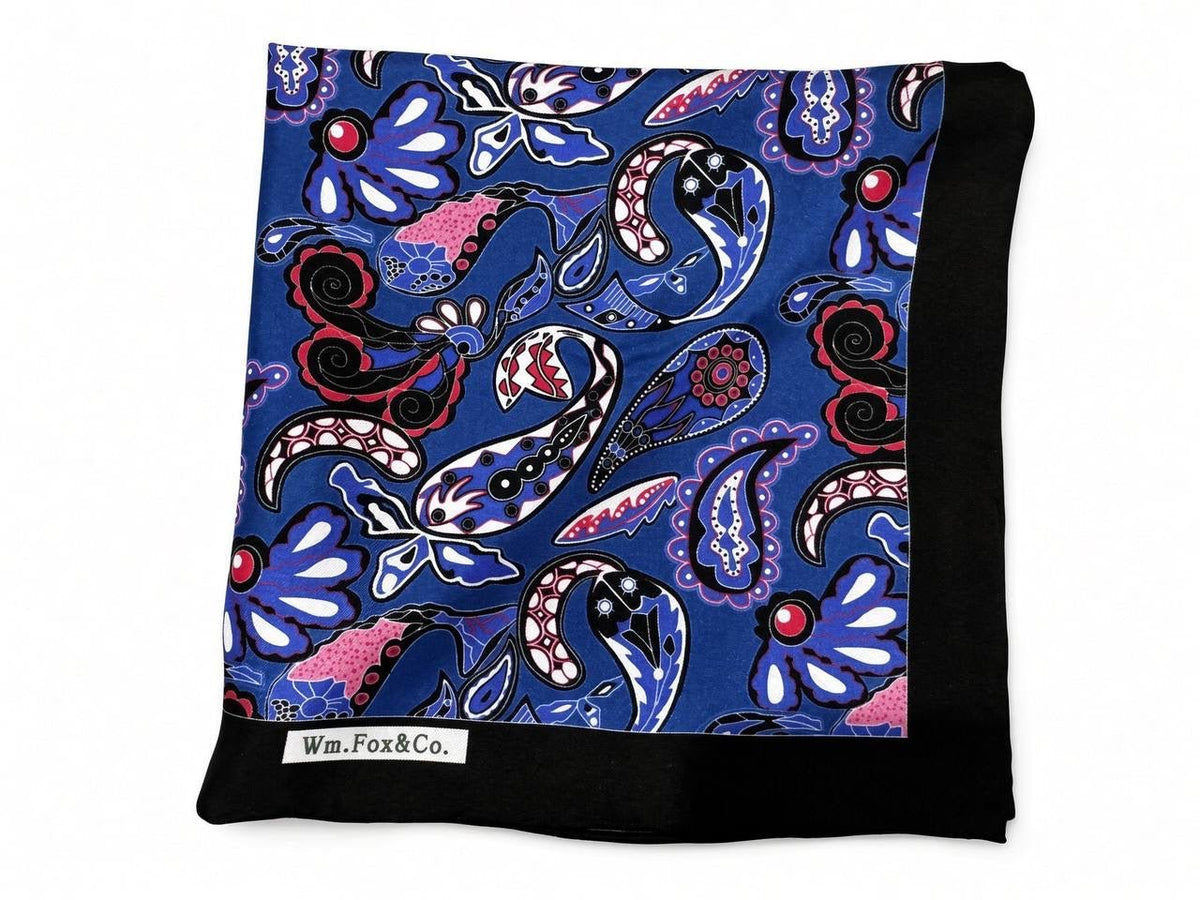 Navy Multicolor Bold Paisley Pocket Square - Wm. Fox & Co.