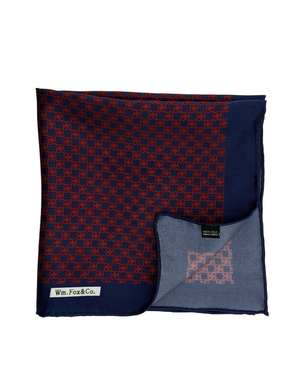 Navy & Red Diamond Pocket Square - Wm. Fox & Co.