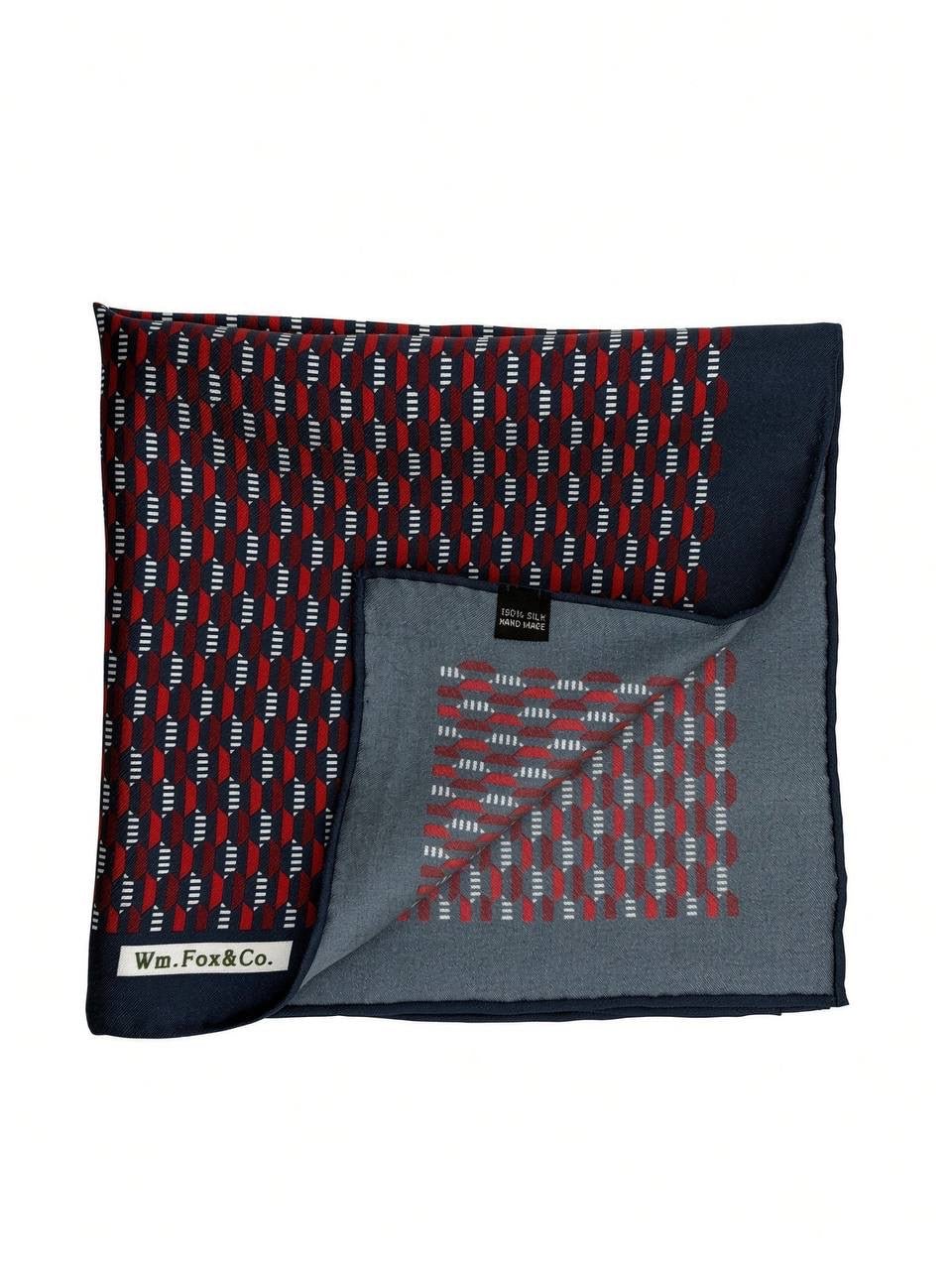 Navy & Red Elongated Geometric Pocket Square - Wm. Fox & Co.