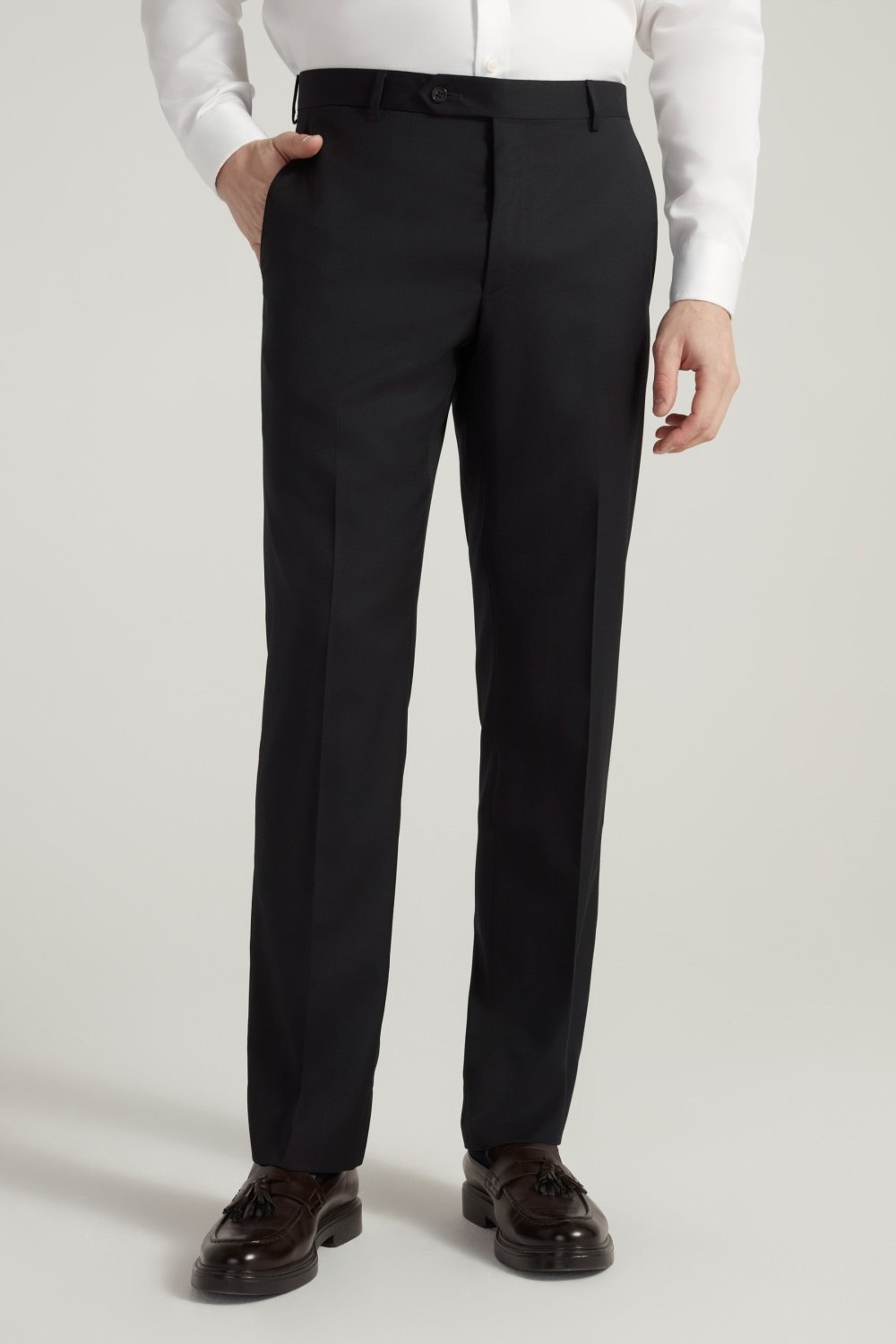 Navy Super 110's Smart Wool Serge Trousers - Wm. Fox & Co.
