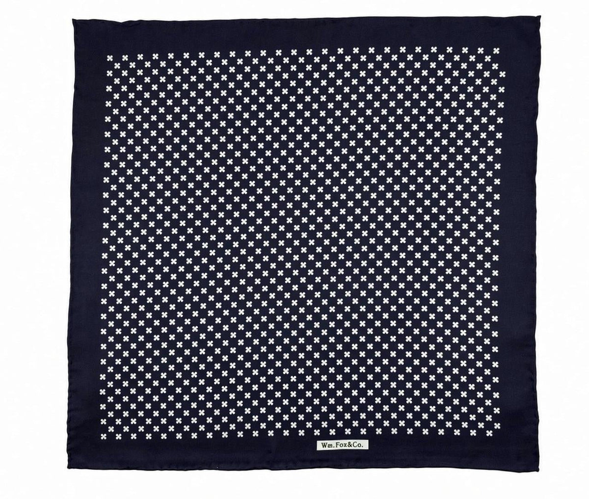 Navy & White Cross Motif Pocket Square - Wm. Fox & Co.