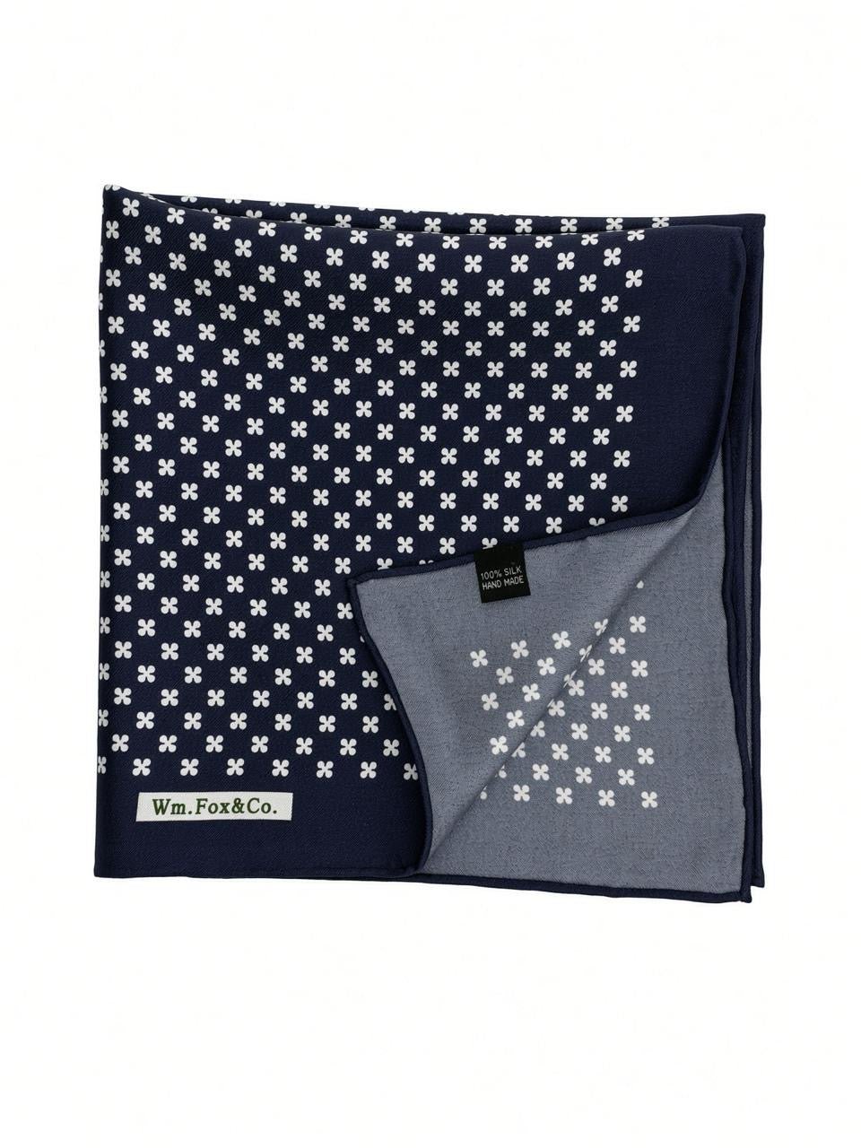 Navy & White Cross Motif Pocket Square - Wm. Fox & Co.