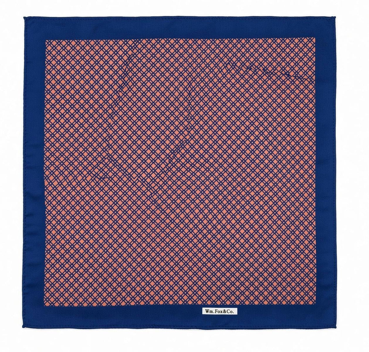 Peach & Navy Lattice Pocket Square - Wm. Fox & Co.