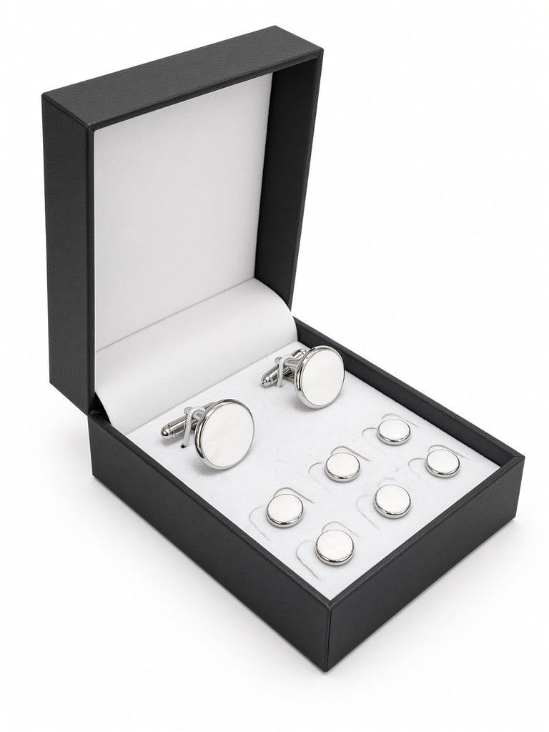Polished Silver-Tone Cufflink & Stud Set - Wm. Fox & Co.