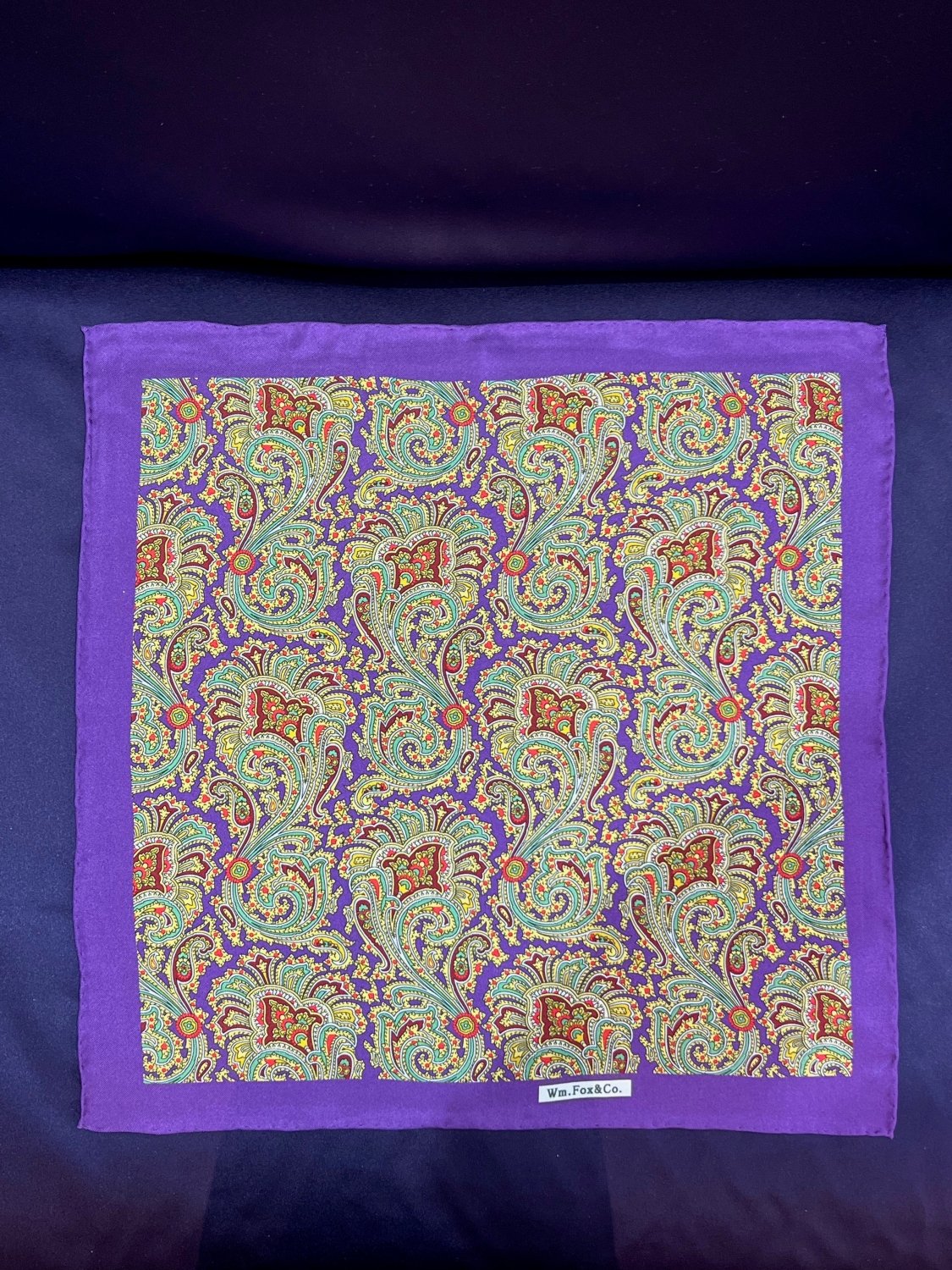 Purple Border Multicolor Paisley Pocket Square - Wm. Fox & Co.