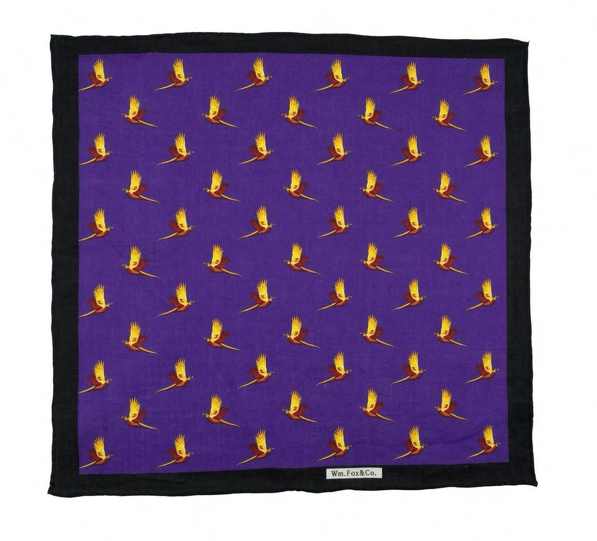 Purple Golden Bird Motif Pocket Square - Wm. Fox & Co.