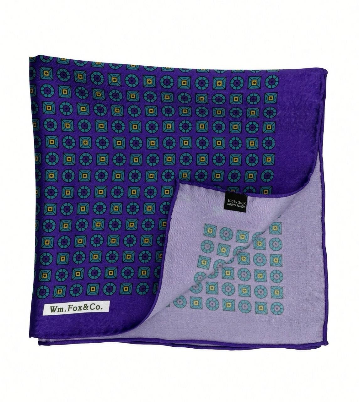 Purple & Green Medallion Pocket Square - Wm. Fox & Co.