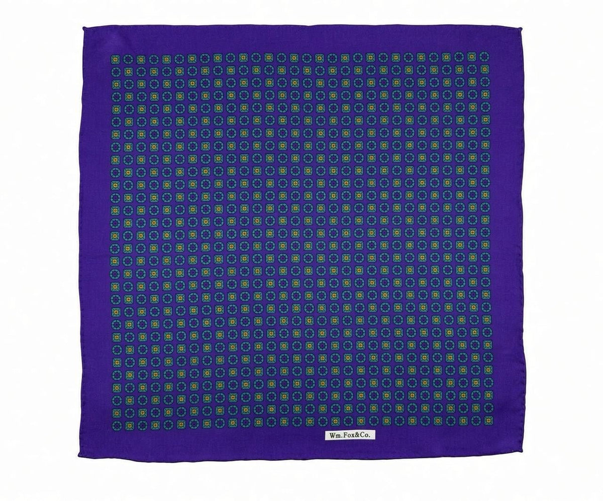 Purple & Green Medallion Pocket Square - Wm. Fox & Co.