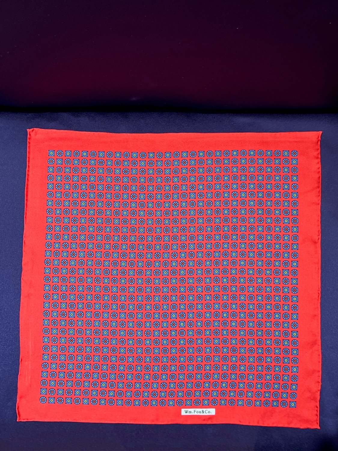 Red and Blue Geometric Pocket Square - Wm. Fox & Co.