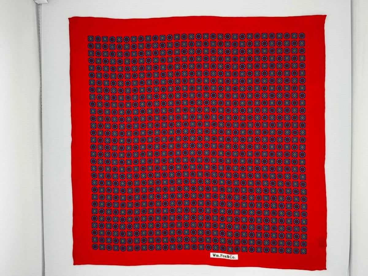 Red and Blue Geometric Pocket Square - Wm. Fox & Co.