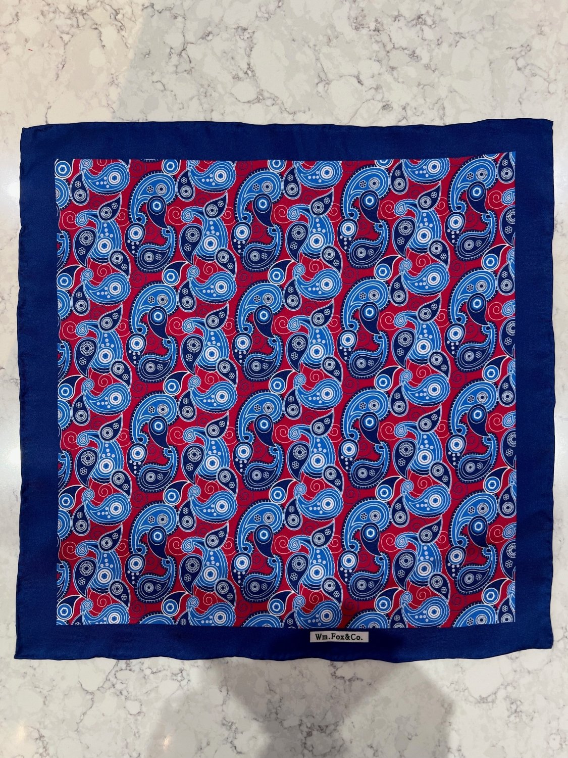 Red and Blue Paisley Pocket Square - Wm. Fox & Co.
