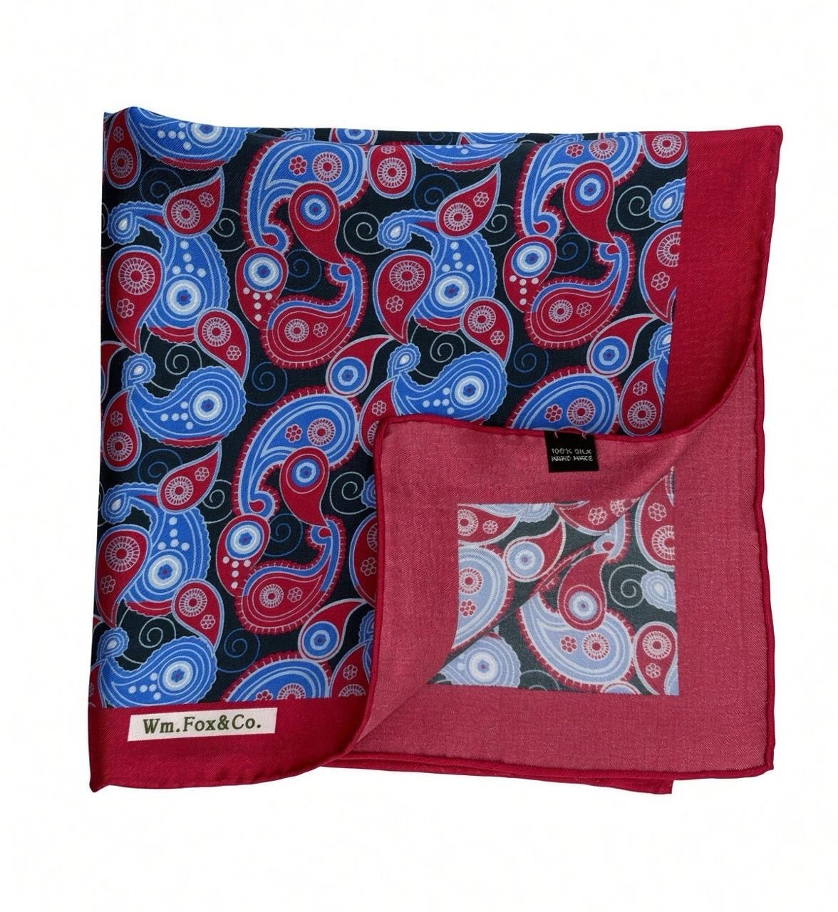 Red & Blue Paisley Pocket Square - Wm. Fox & Co.