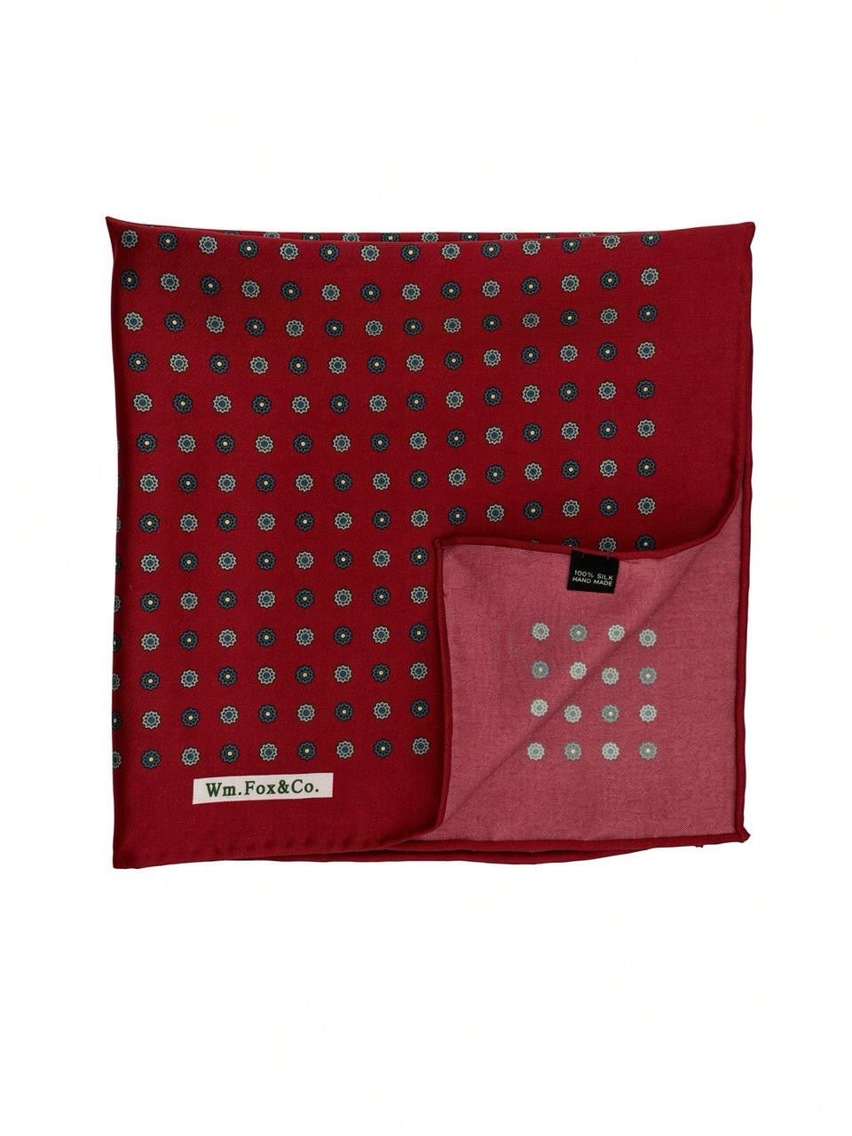 Red & Green Mini Medallion Pocket Square - Wm. Fox & Co.
