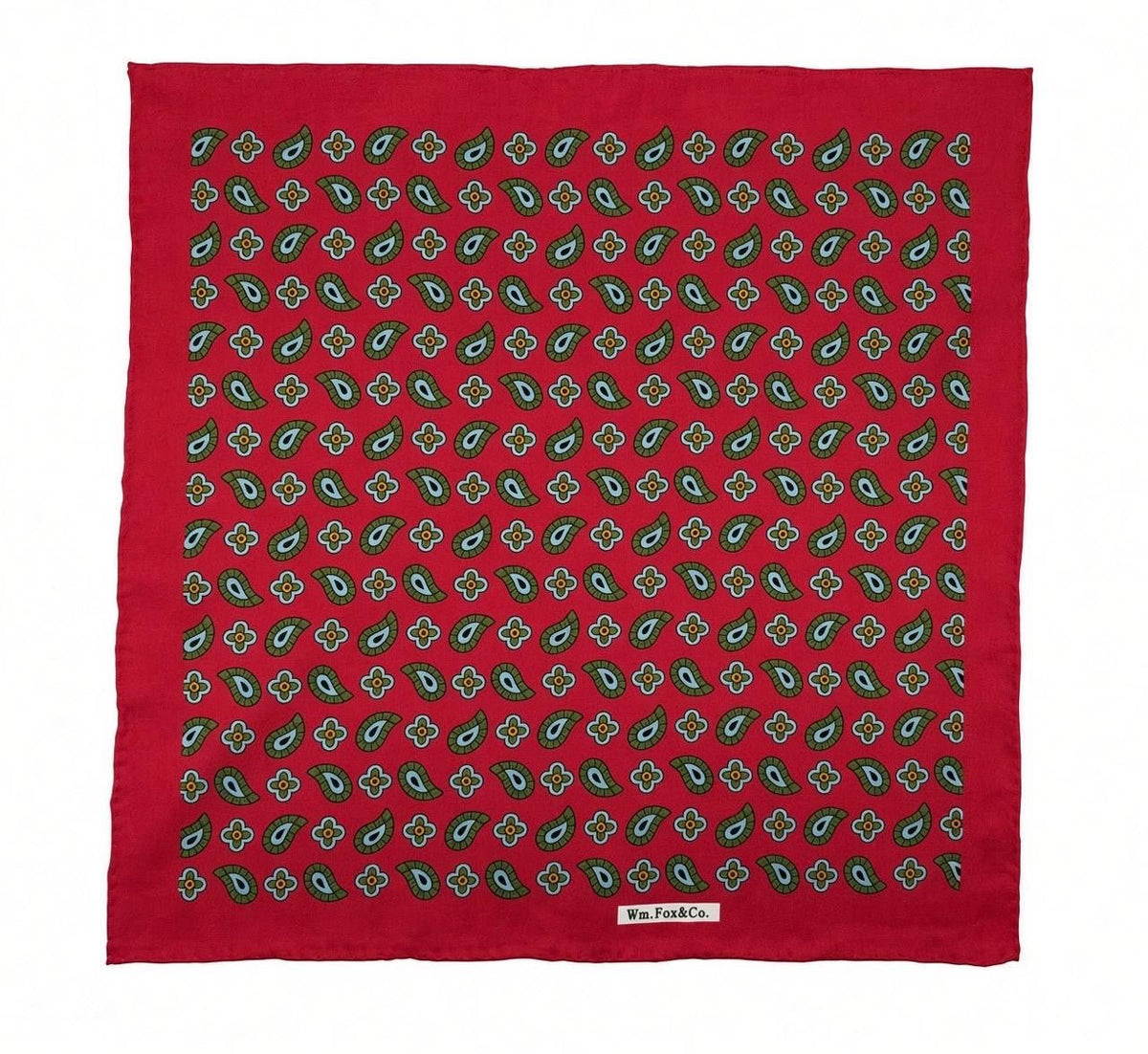 Red & Green Paisley Motif Pocket Square - Wm. Fox & Co.
