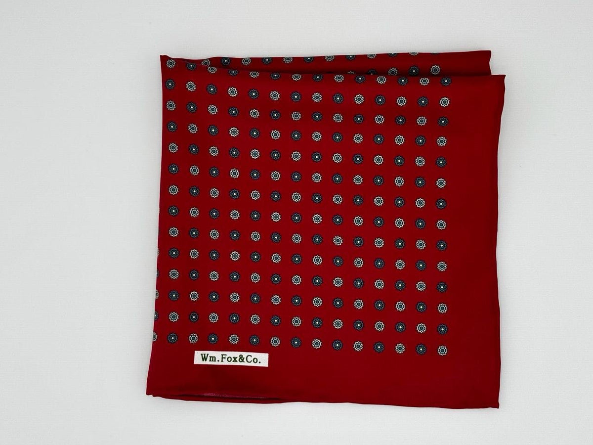Red Micro Motif Pocket Square - Wm. Fox & Co.