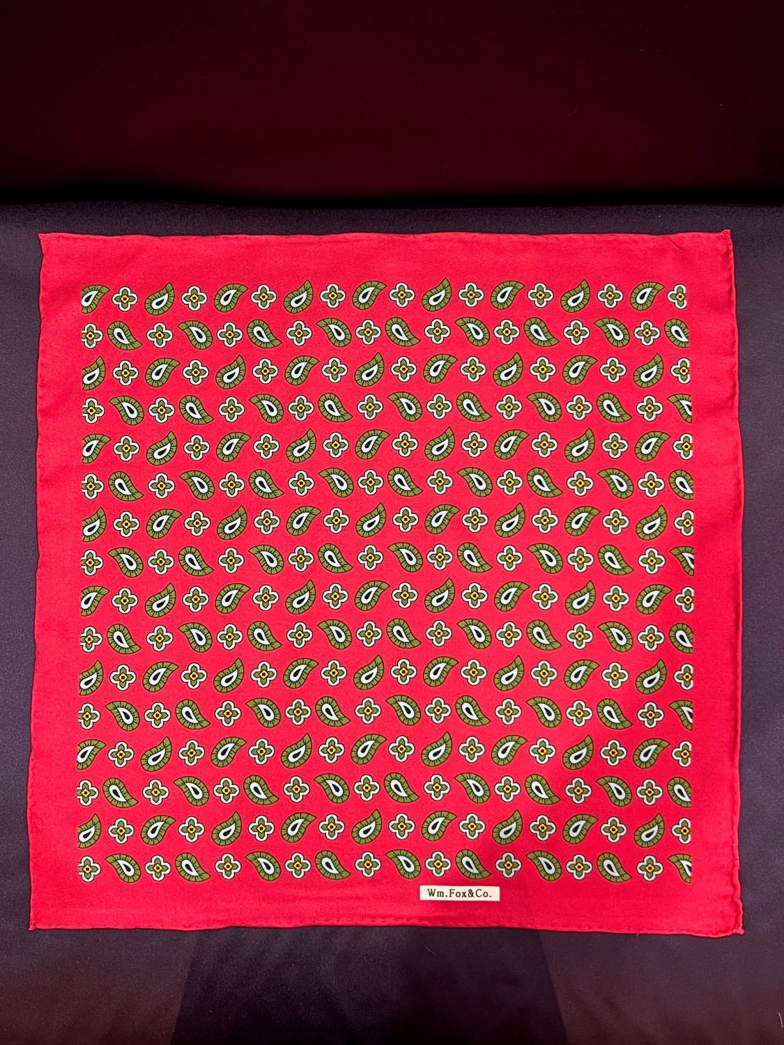 Red Repeating Motif Pocket Square - Wm. Fox & Co.
