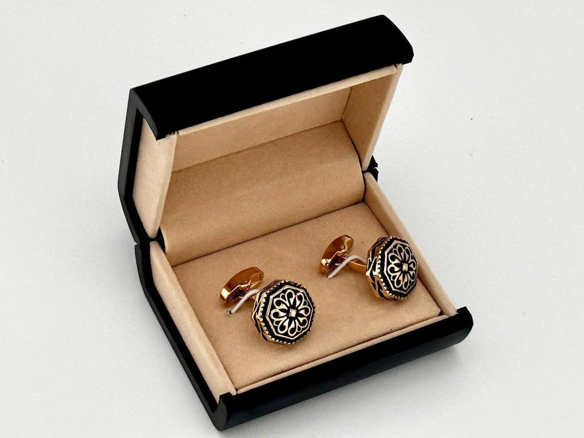 Rose-Tone Floral Medallion Cufflinks - Wm. Fox & Co.