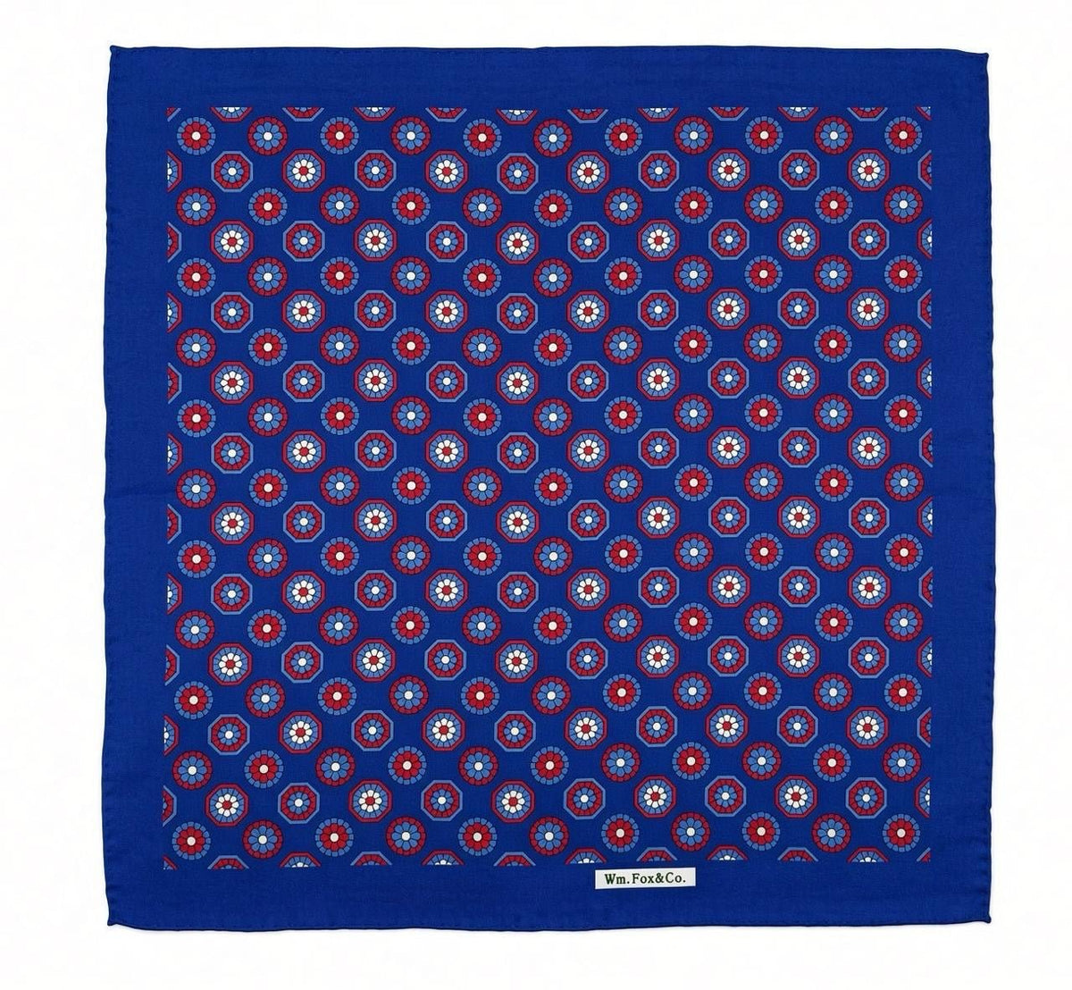 Royal Blue Circular Medallion Pocket Square - Wm. Fox & Co.