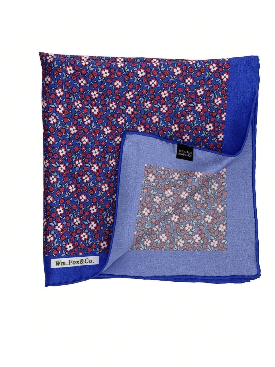 Royal Blue Floral Mosaic Pocket Square - Wm. Fox & Co.