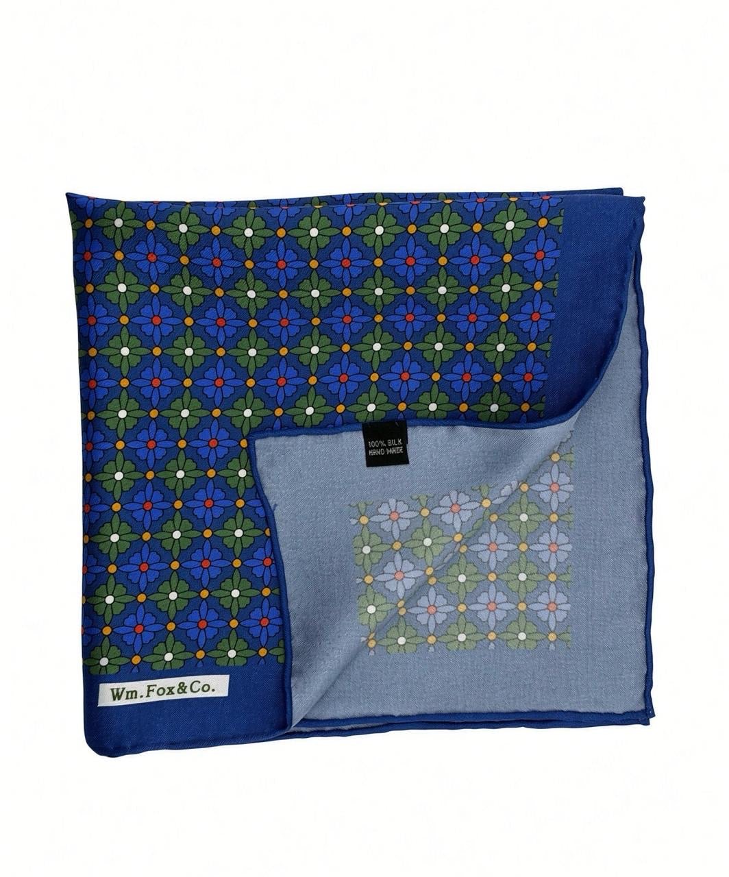 Royal Blue & Green Lattice Pocket Square - Wm. Fox & Co.