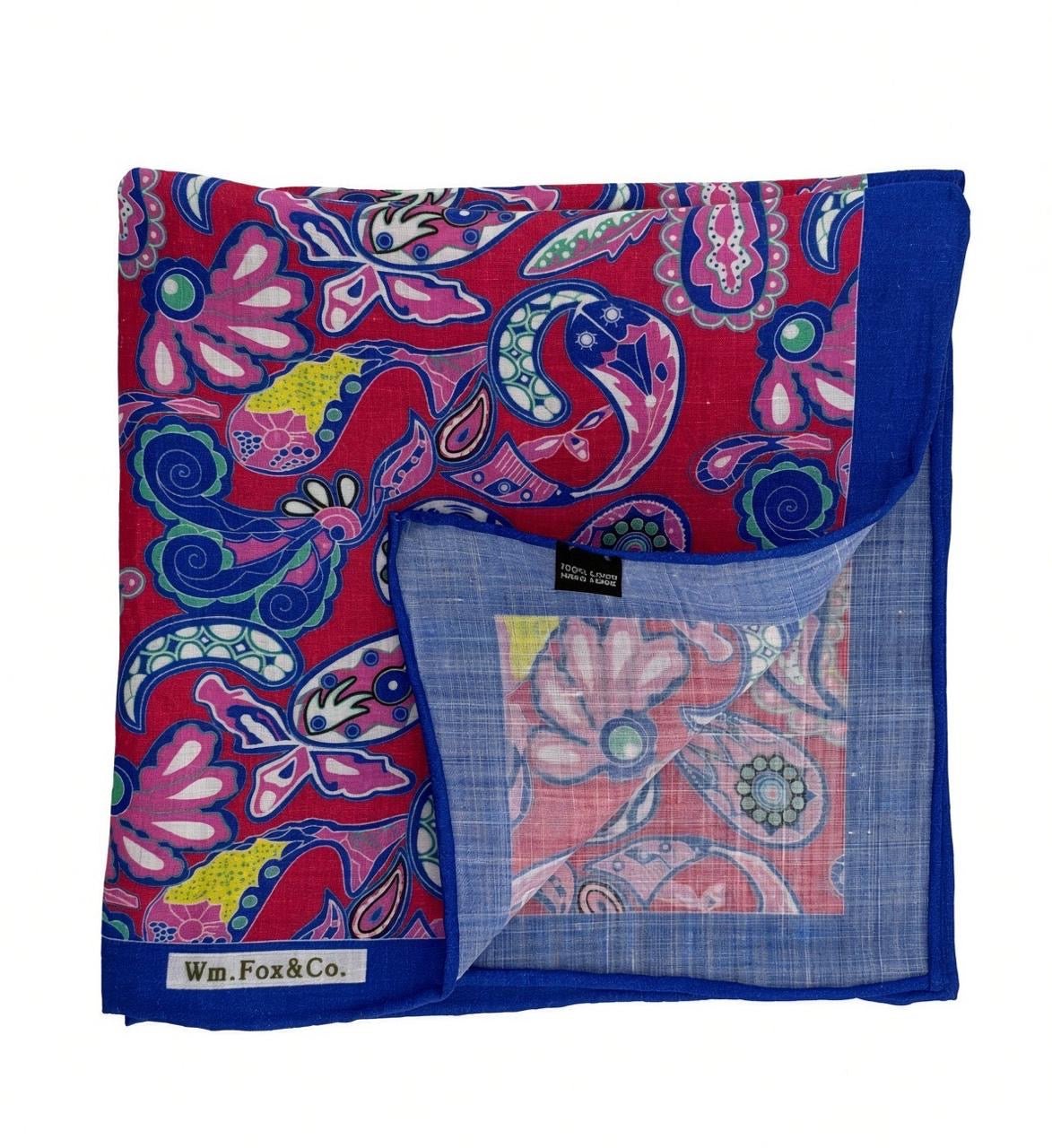 Royal Blue Multicolor Paisley Pocket Square - Wm. Fox & Co.