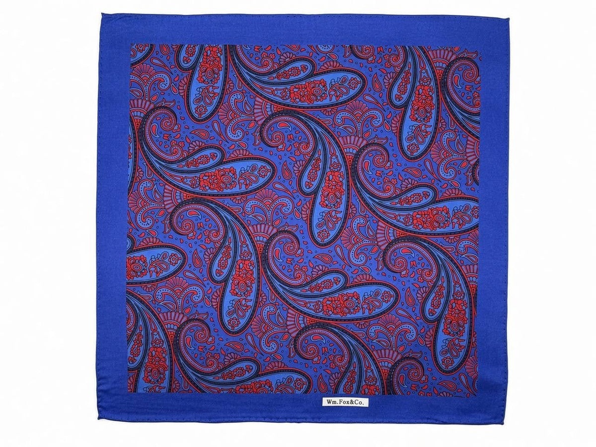 Royal Blue & Wine Paisley Pocket Square - Wm. Fox & Co.