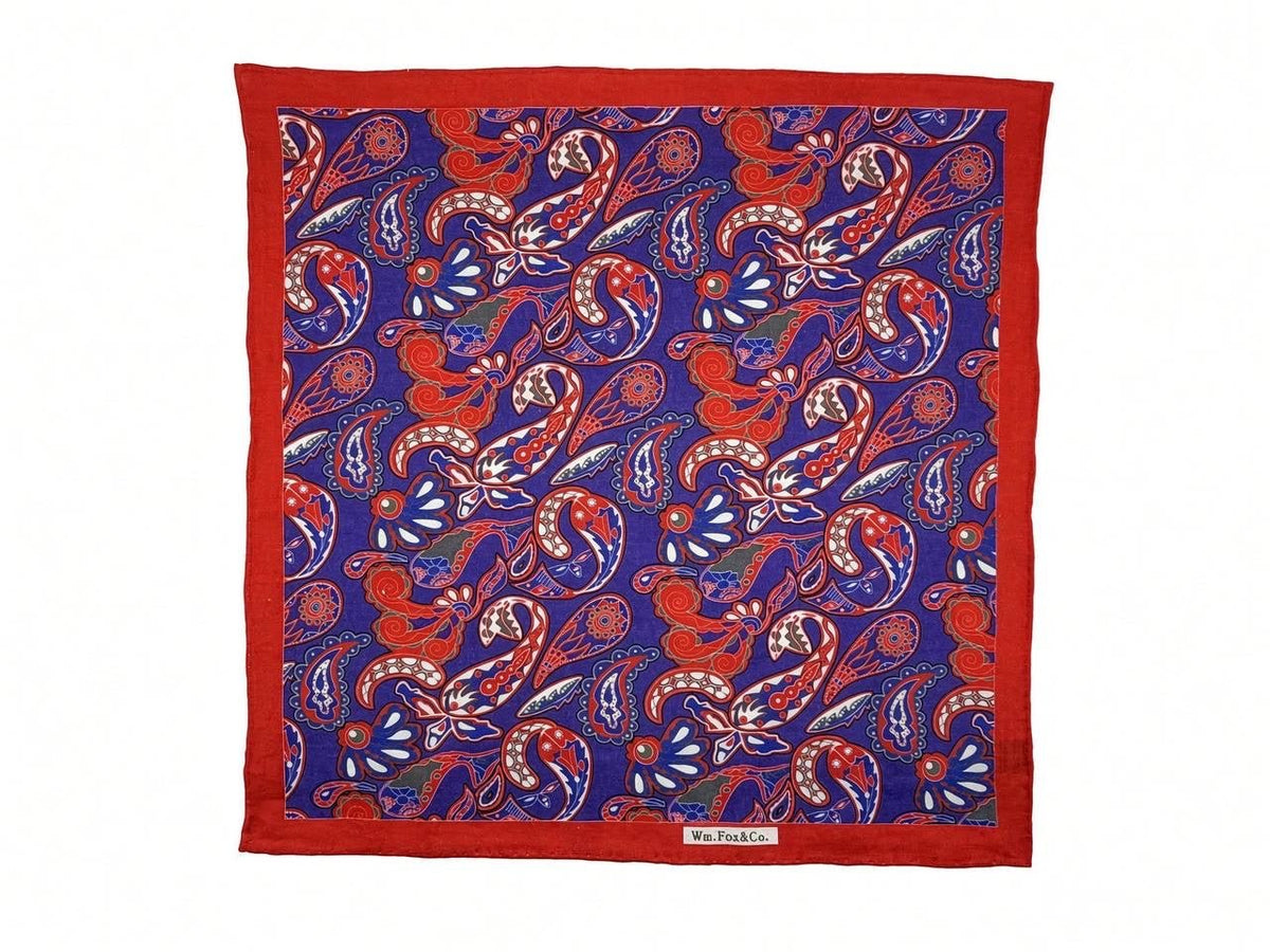 Rust Border Multicolor Paisley Pocket Square - Wm. Fox & Co.