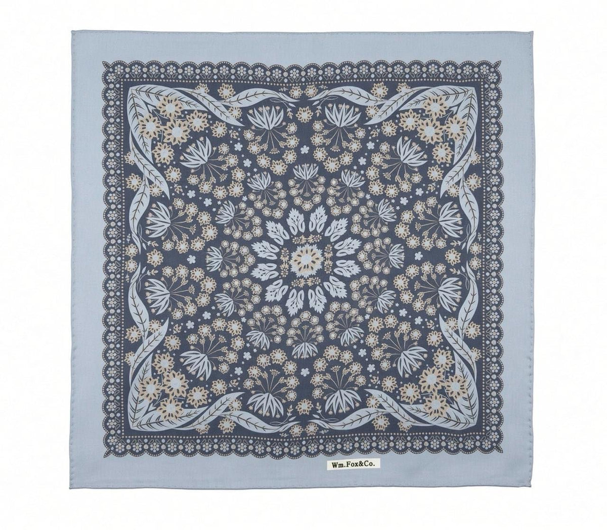 Silver-Gray Ornamental Floral Pocket Square - Wm. Fox & Co.