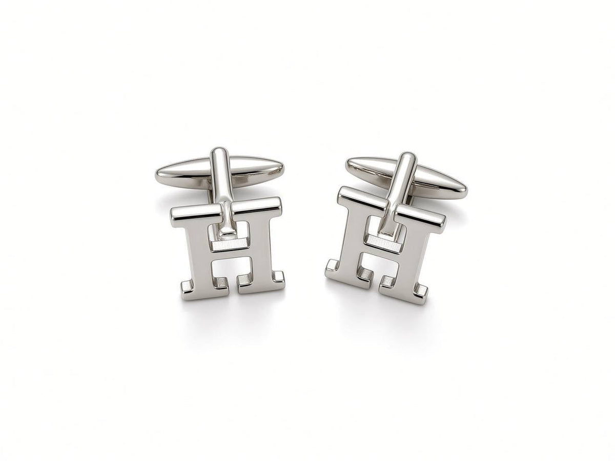 Silver-Tone H Initial Cufflinks - Wm. Fox & Co.