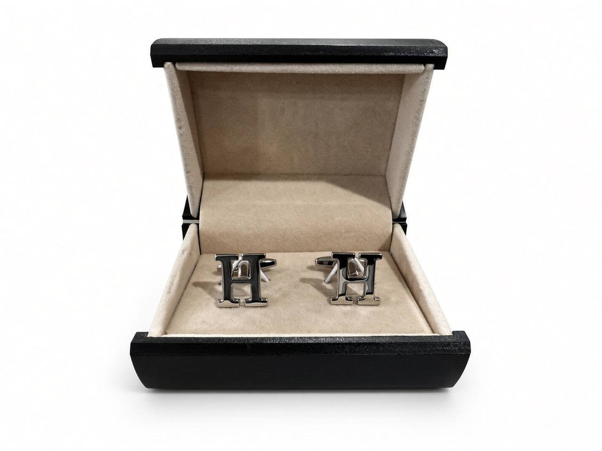 Silver-Tone H Initial Cufflinks - Wm. Fox & Co.