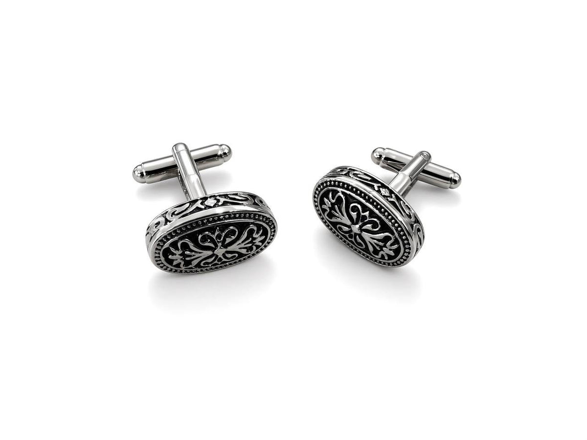 Silver-Tone Oval Scroll Cufflinks - Wm. Fox & Co.
