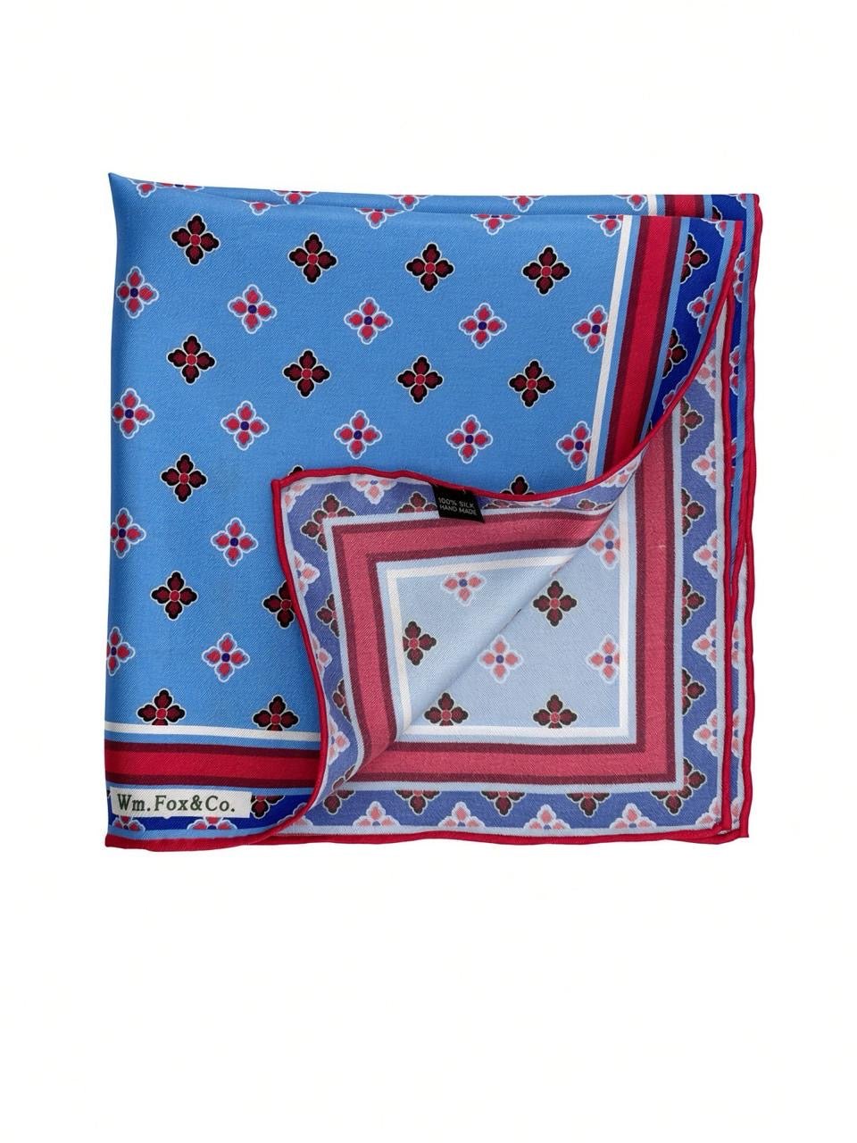 Sky Blue Floral Medallion Pocket Square - Wm. Fox & Co.