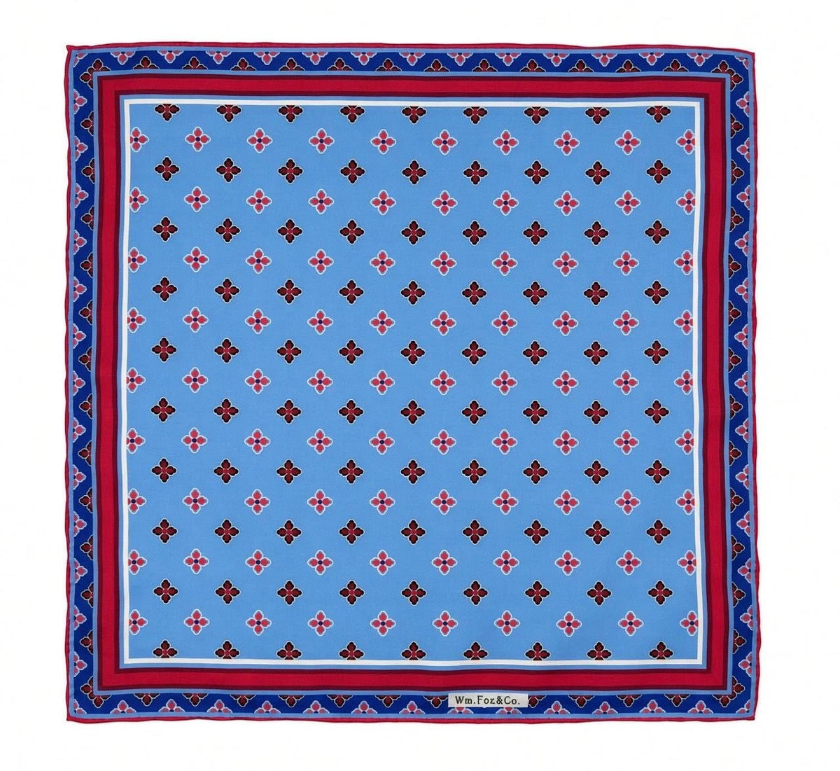 Sky Blue Floral Medallion Pocket Square - Wm. Fox & Co.