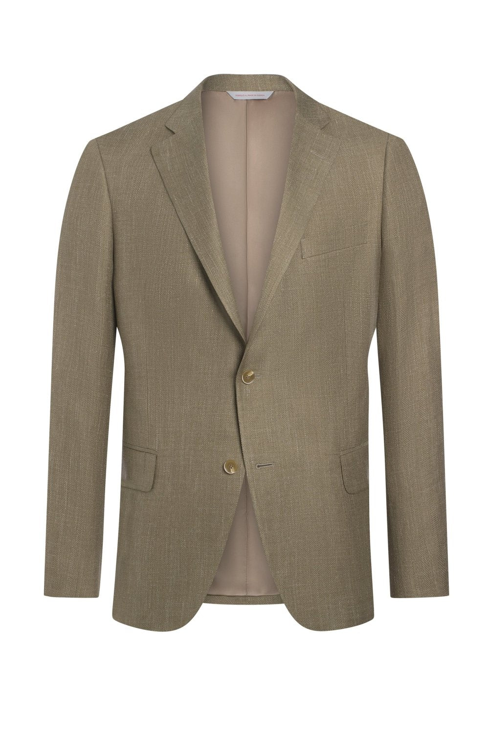 Taupe Loro Piana Linen Cashmere Silk Tonal Herringbone Jacket - Wm. Fox & Co.