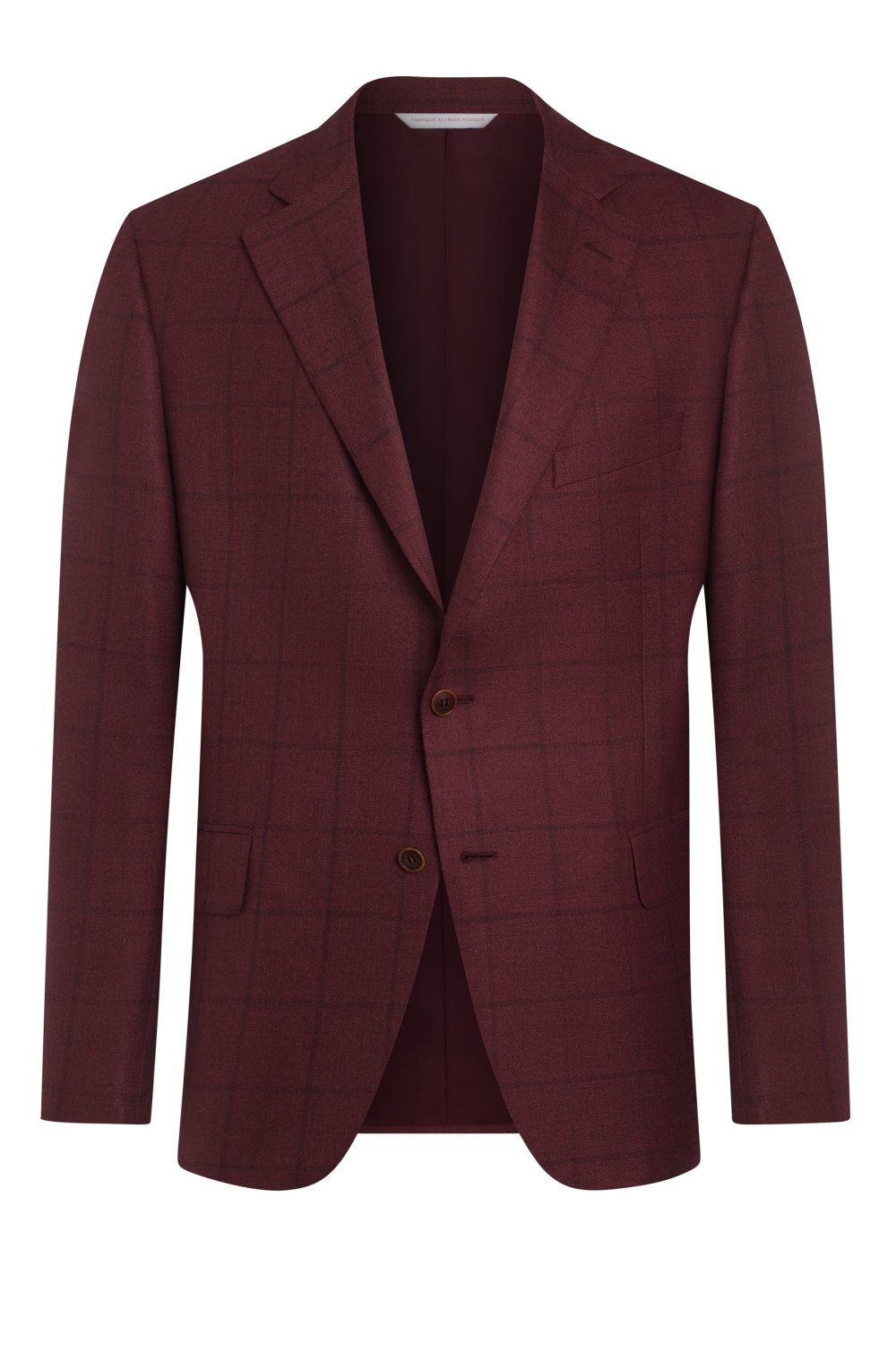 Wine Red Silk Blend Windowpane Jacket - Wm. Fox & Co.