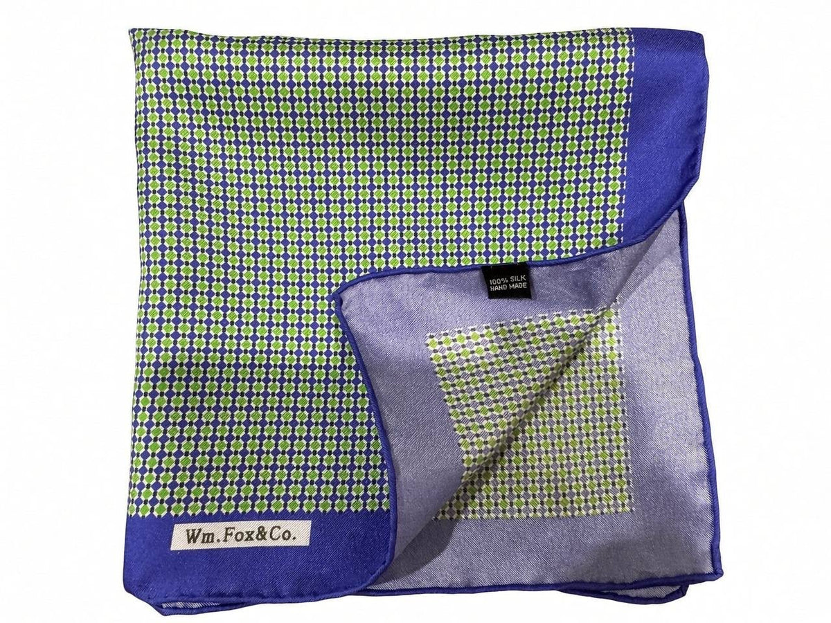 Yellow and Blue Mini Check Pocket Square - Wm. Fox & Co.