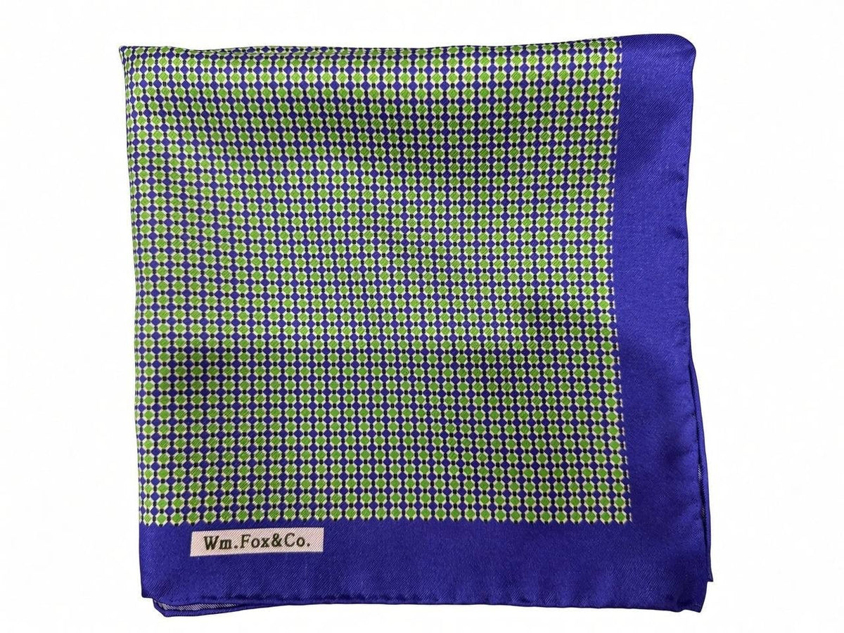 Yellow and Blue Mini Check Pocket Square - Wm. Fox & Co.