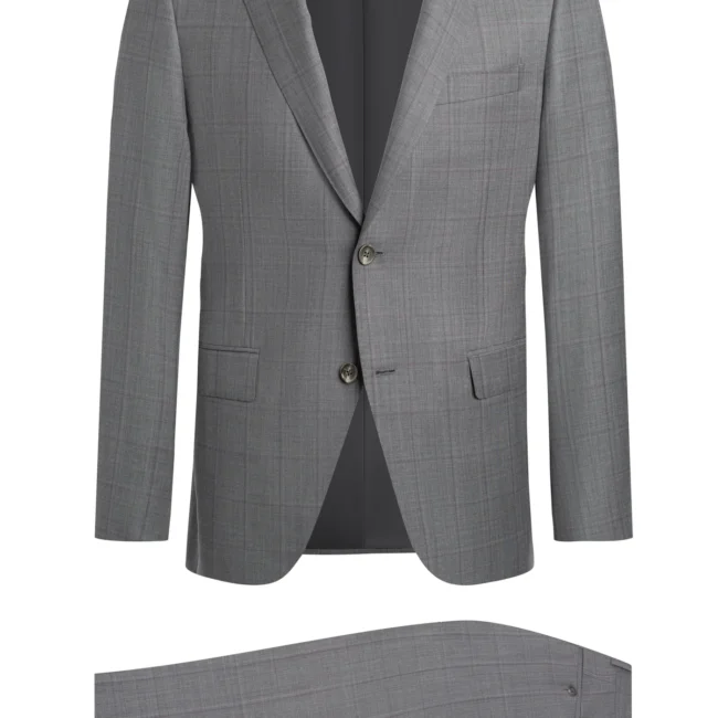 Grey Super 130's Windowpane Trim Fit Suit - Image 6